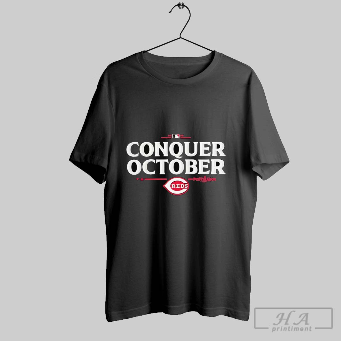 Cincinnati Reds Conquer October 2025 Mlb Postseason Tee Retro Gift