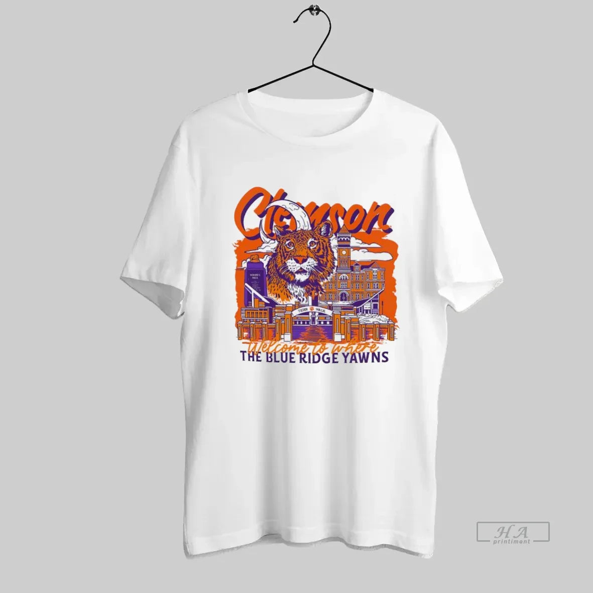 Clemson Tigers Football Welcome To Where Blue Ridge Yawns Hand Drawn