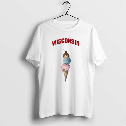 Cream Wisconsin Badgers Triple Scoop Sweatshirt Classic Art