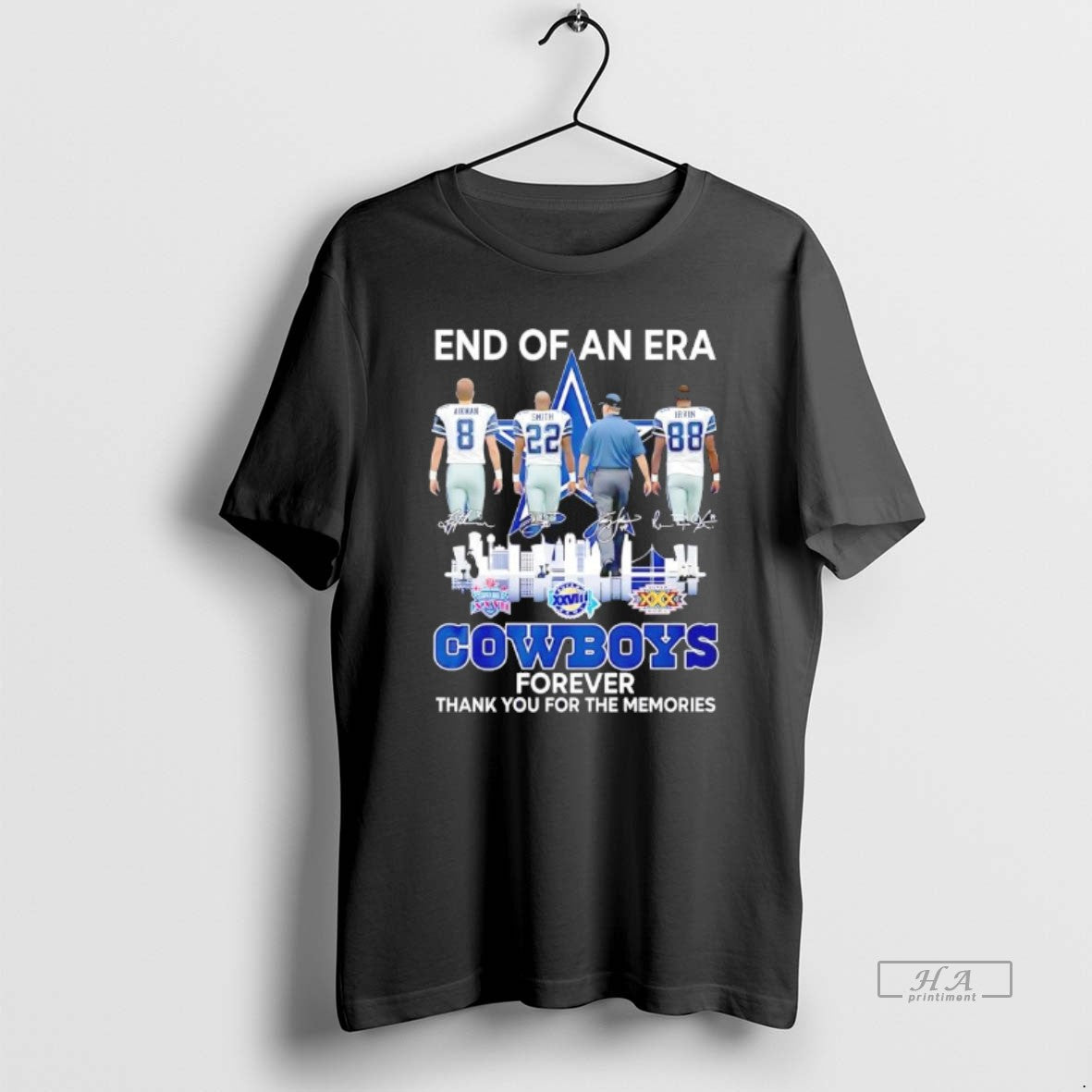 Dallas Cowboys End Era 2025 Aikman Smith Irvin Black Long Sleeve