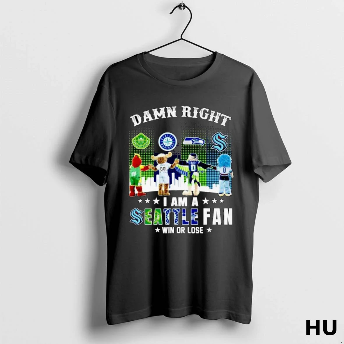 Damn Right I Am Seattle Win Or Lose Mascots Ornaments Long Sleeve