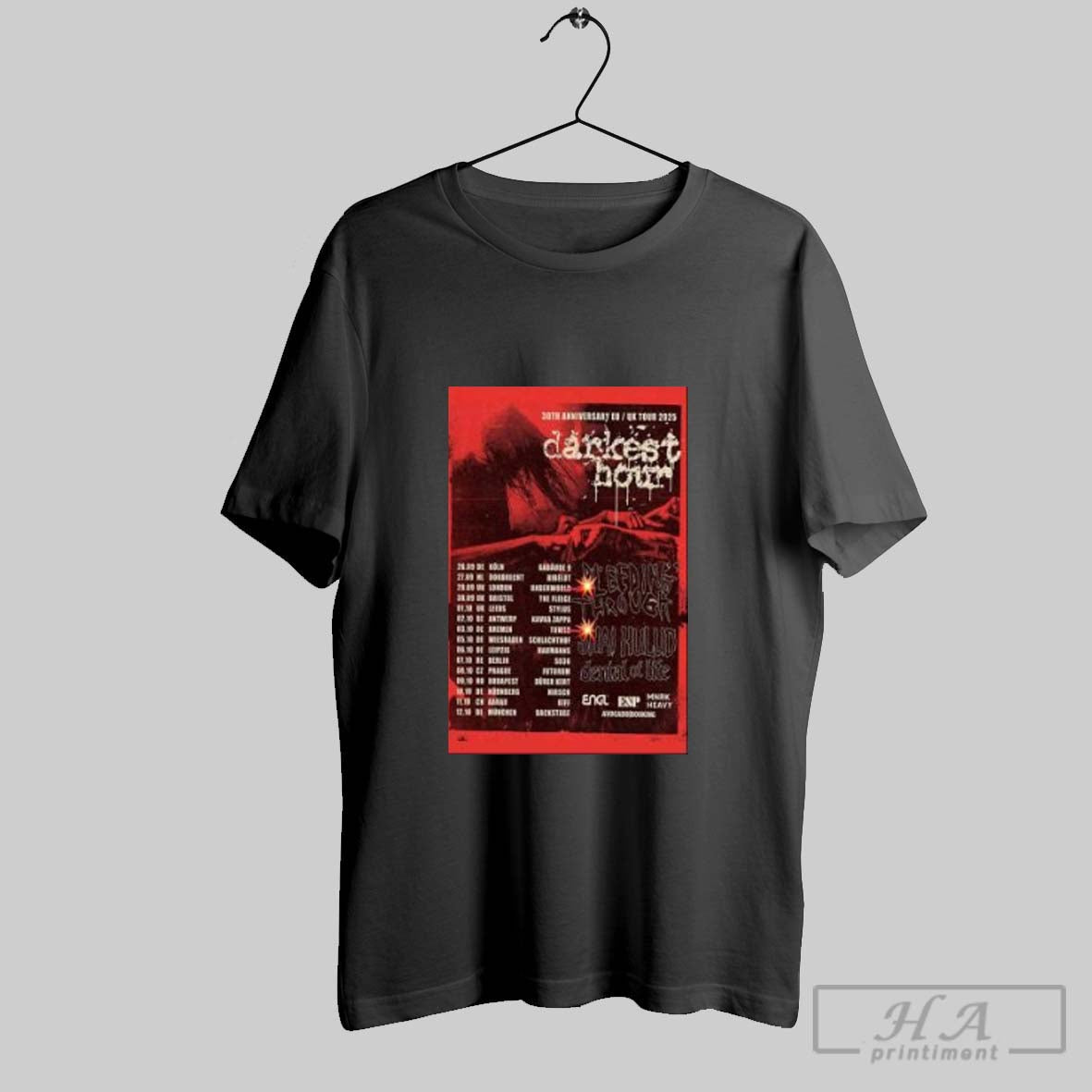 Darkest Hour 30Th Anniversary Eu Uk 2025 Tour Tee Vintage Design