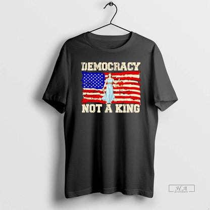 Democracy Not King Anti Trump Us Flag TShirt Vintage Merch