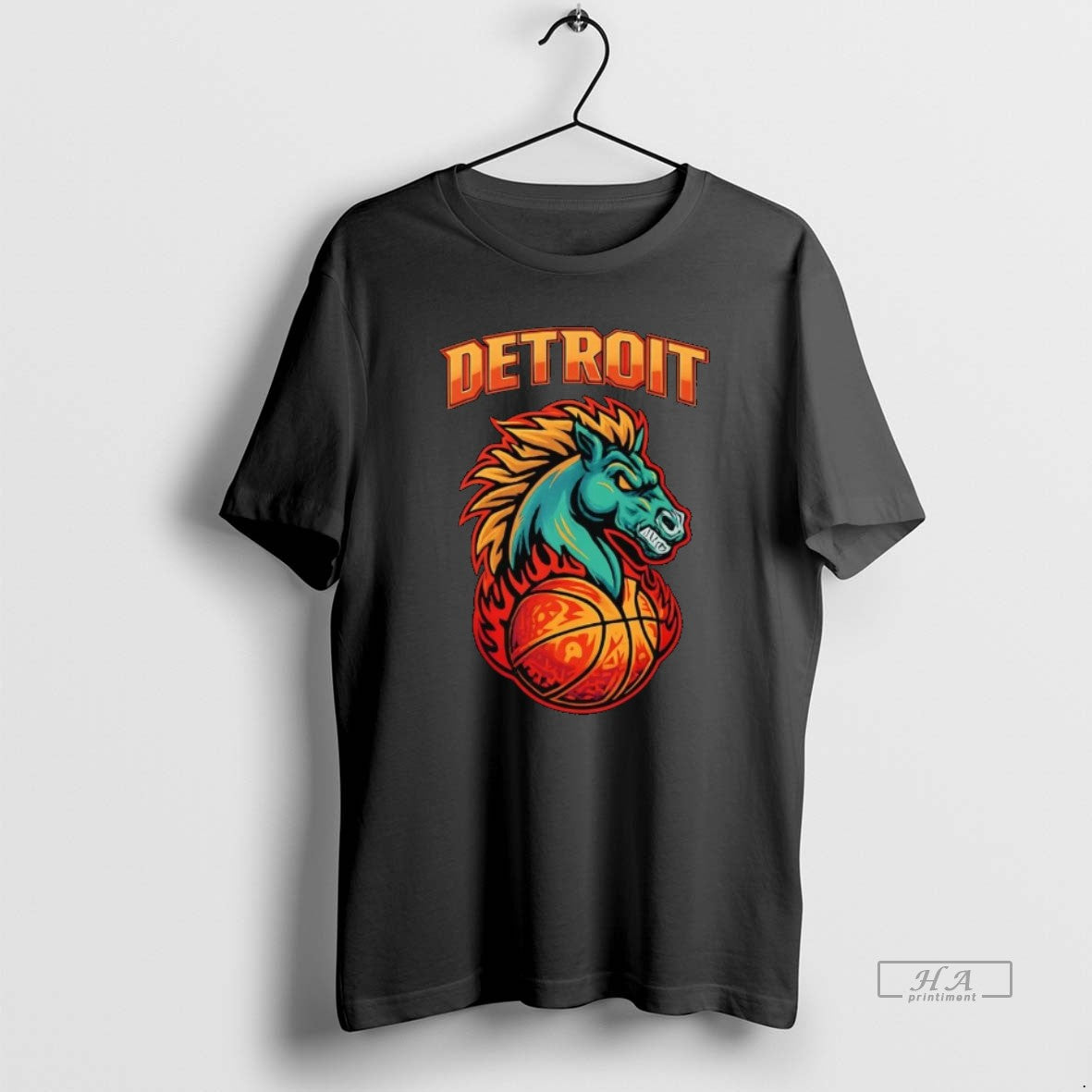 Detroit Pistons Fiery Horse Basketball Shirt Designer Style