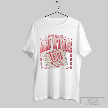 Detroit Red Wings 100 Years Little Caesars Arena Tee Authentic Style