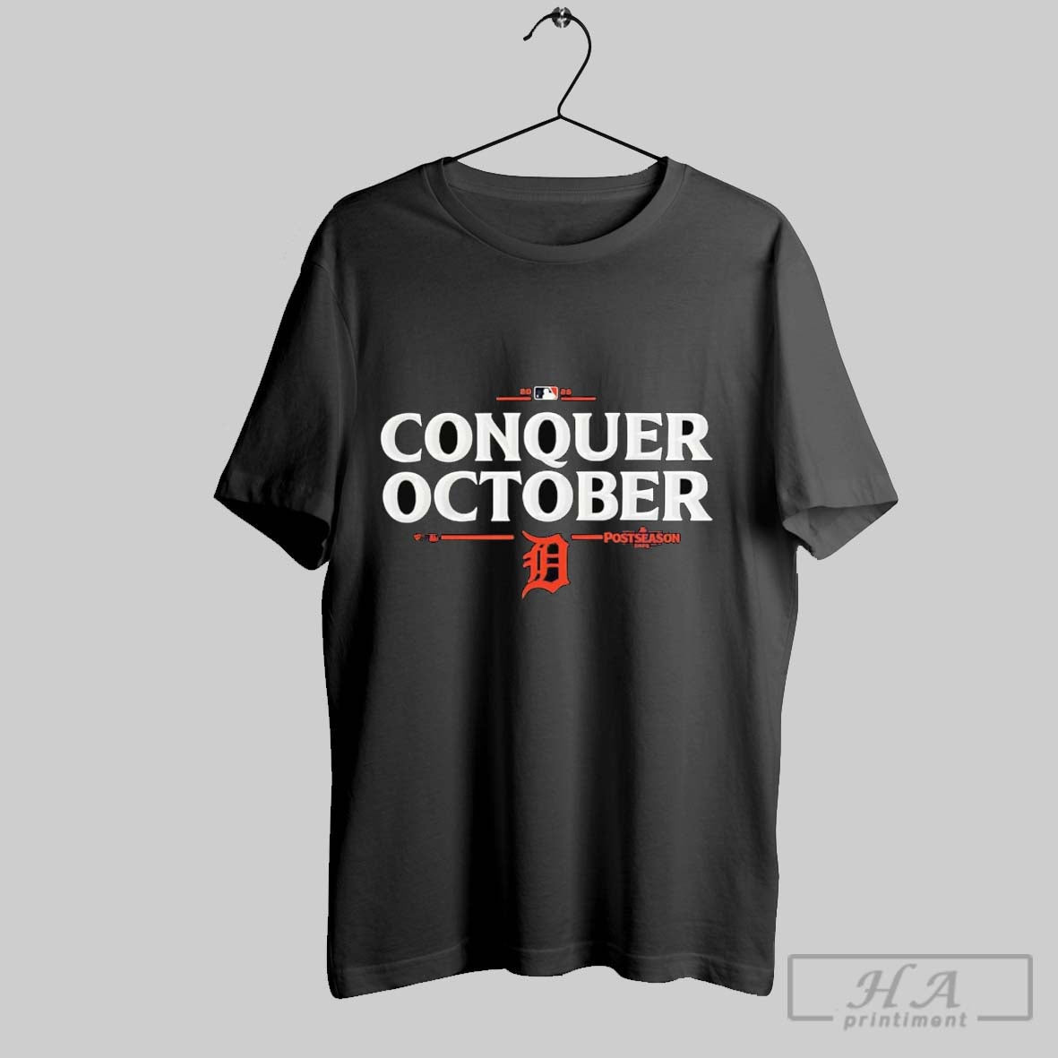 Detroit Tigers Conquer October 2025 Mlb Postseason TShirt Retro Art