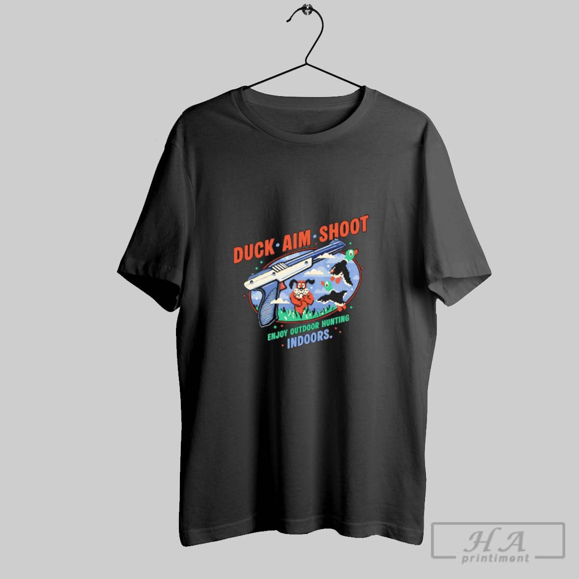 Duck Aim Shoot Enjoy Outdoor Hunting Indoors Pixel TShirt Authentic