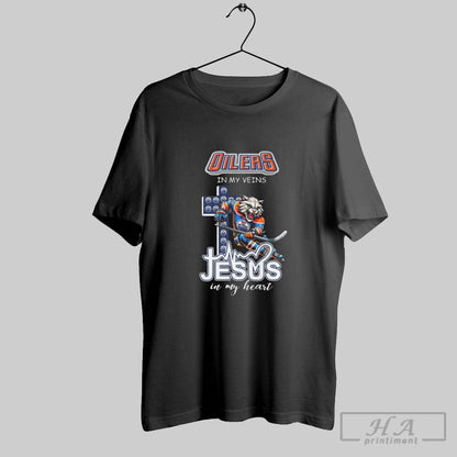 Edmonton Oilers Mascot My Veins Jesus My Heart 2025 Tank Top Trendy