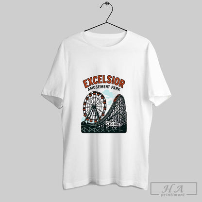 Excelsior Amusement Park Cyclone Roller Coaster Ferris Wheel Tee