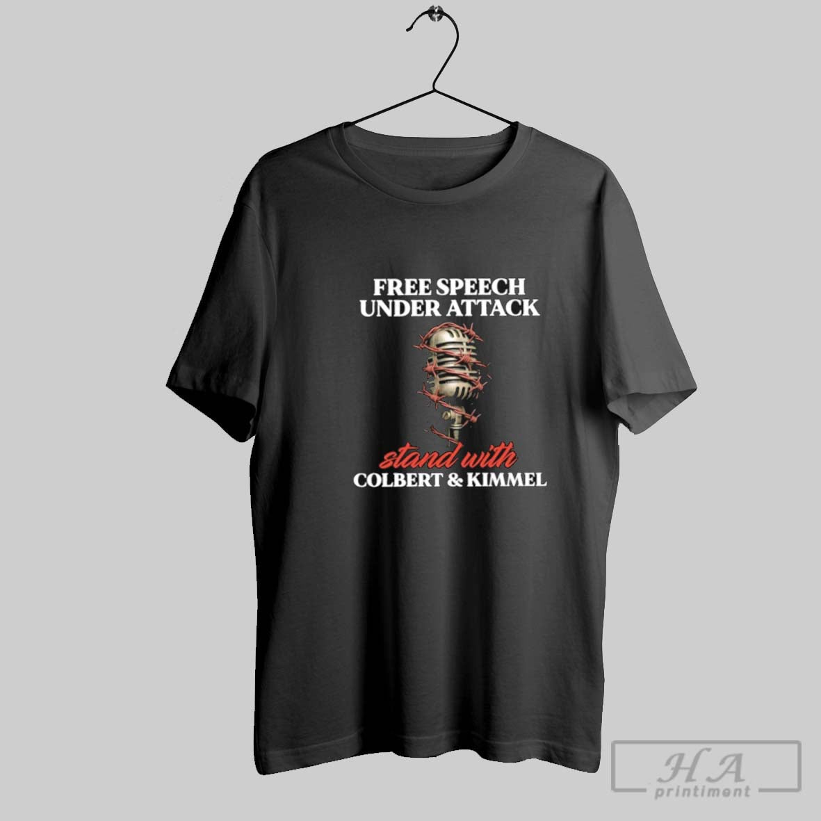 Free Speech Under Attack Stand Colbert And Kimmel Tee Retro Look