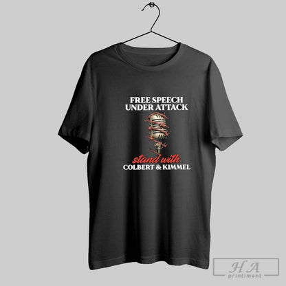 Free Speech Under Attack Stand Colbert And Kimmel Tee Retro Look