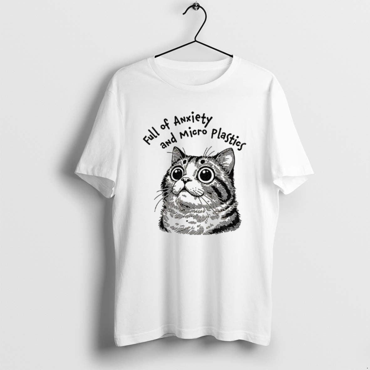 Full Anxiety And Microplastics Cat Meme TShirt Vintage Art