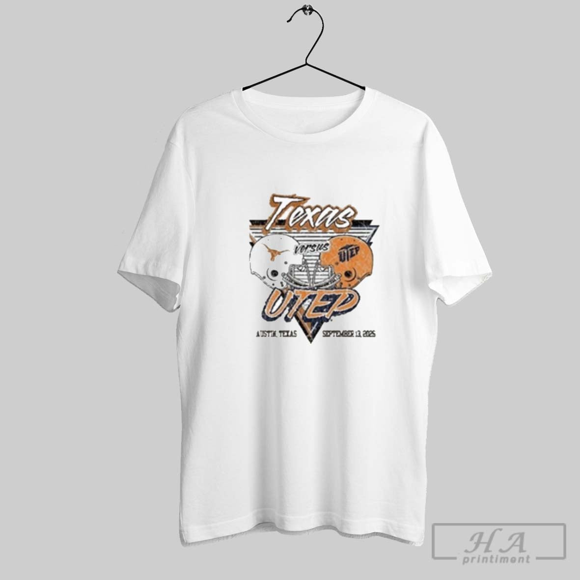Gameday 2025 Texas Longhorns Vs Utep Miners Helmet Tee Unique Look