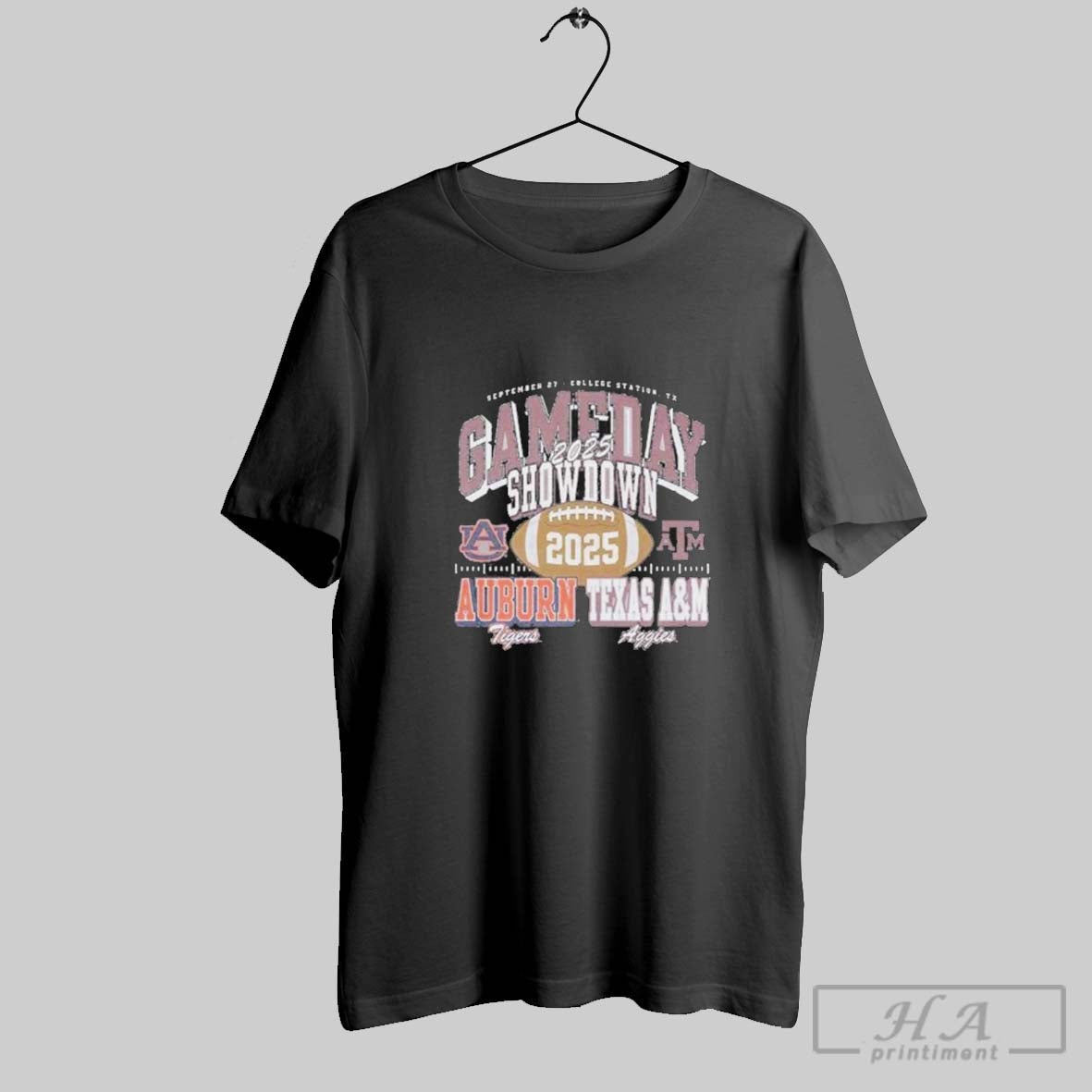 Gameday Showdown 2025 Texas Am Vs Auburn Matchup Tee Designer Apparel