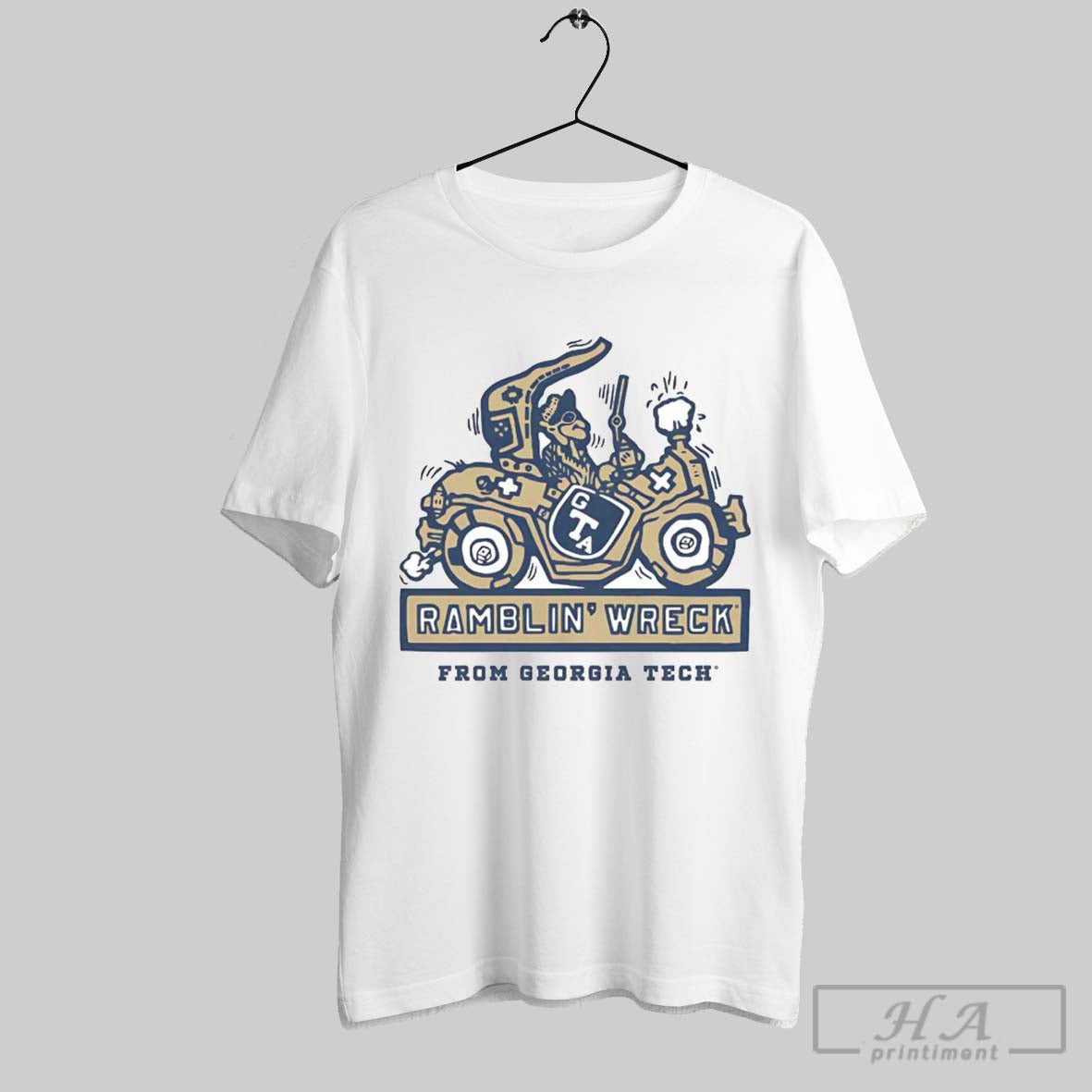 Georgia Tech Yellow Jackets Ramblin Wreck Ringer Shirt Modern Gift