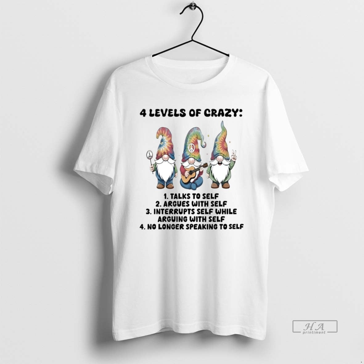 Gnomes 4 Levels Crazy Talks To Self Speaking To Self Long Sleeve