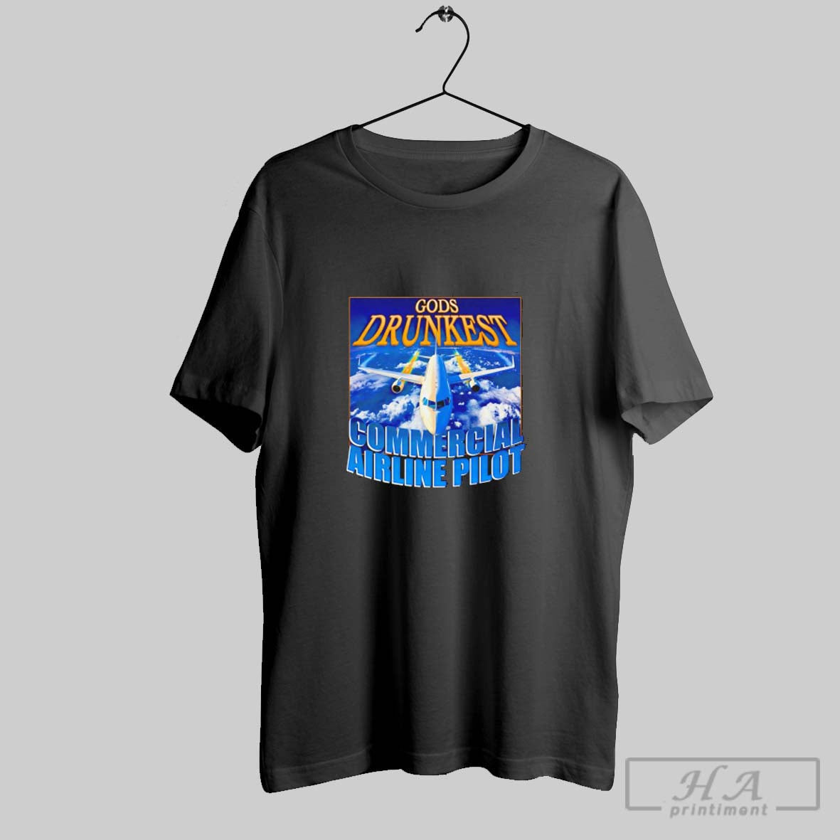 Gods Drunkest Commercial Airline Pilot Sarcastic Tee Designer Look