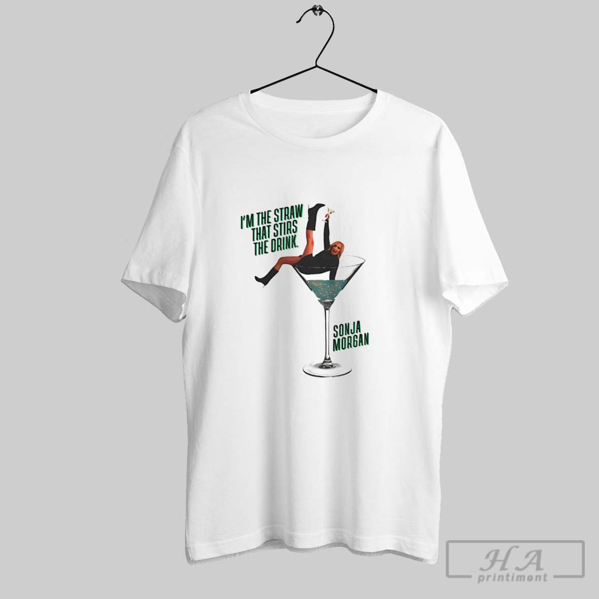 Green Martini Glass Straw That Stirs Drink Tank Top Retro Look