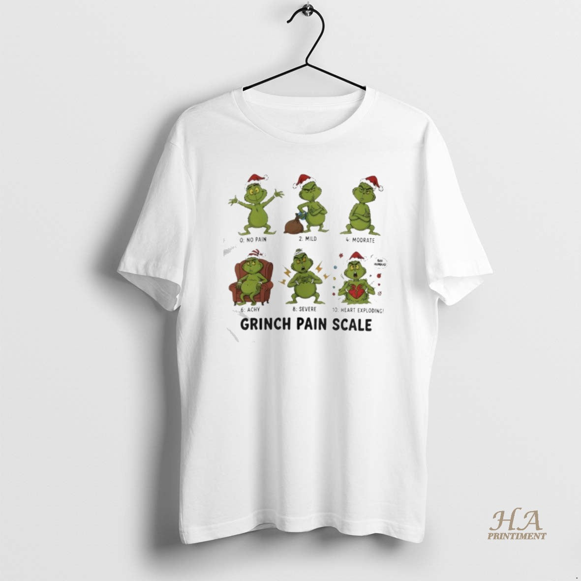 Grinch Chirstmas Pain Scale Nurse Shirt Trendy Design