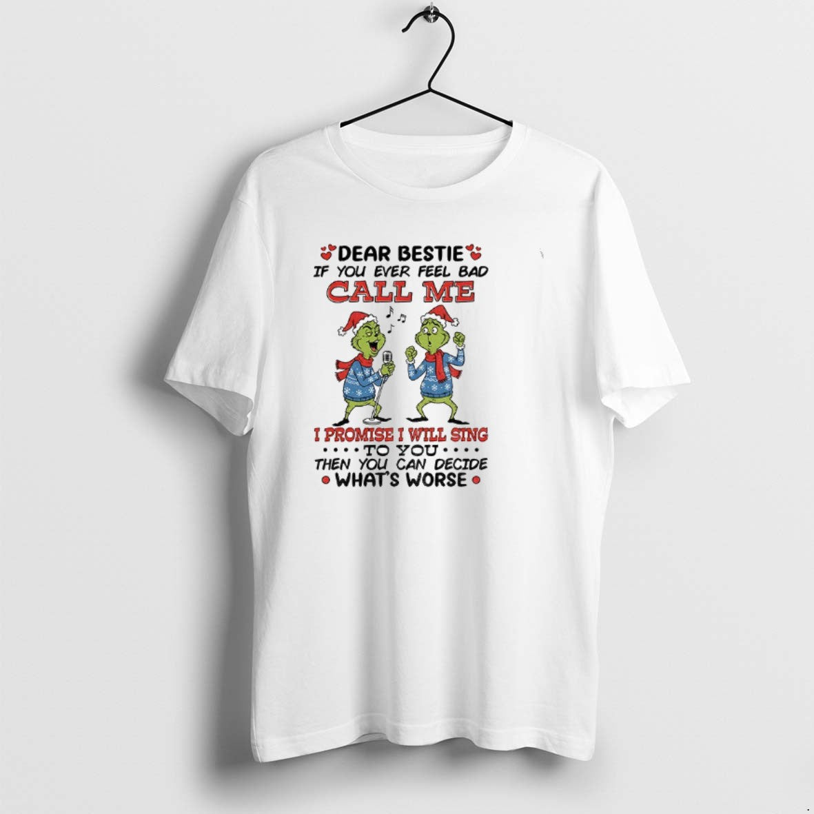 Grinch Santa Dear Bestie If You Ever Feel Bad Call Me I Promise Tank