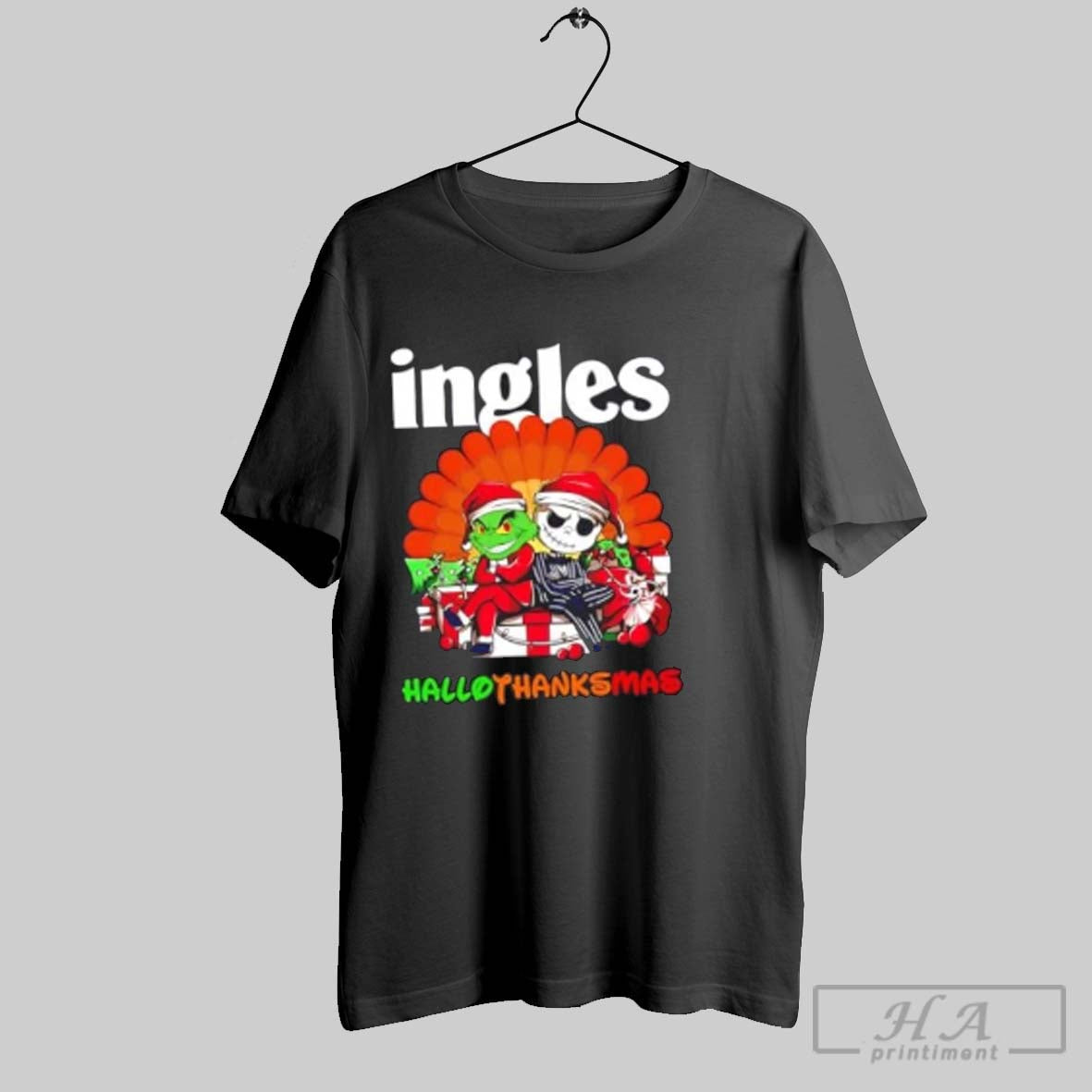 Grinch And Jack Skellington X Ingles Happy Hallothanksmas Hoodie