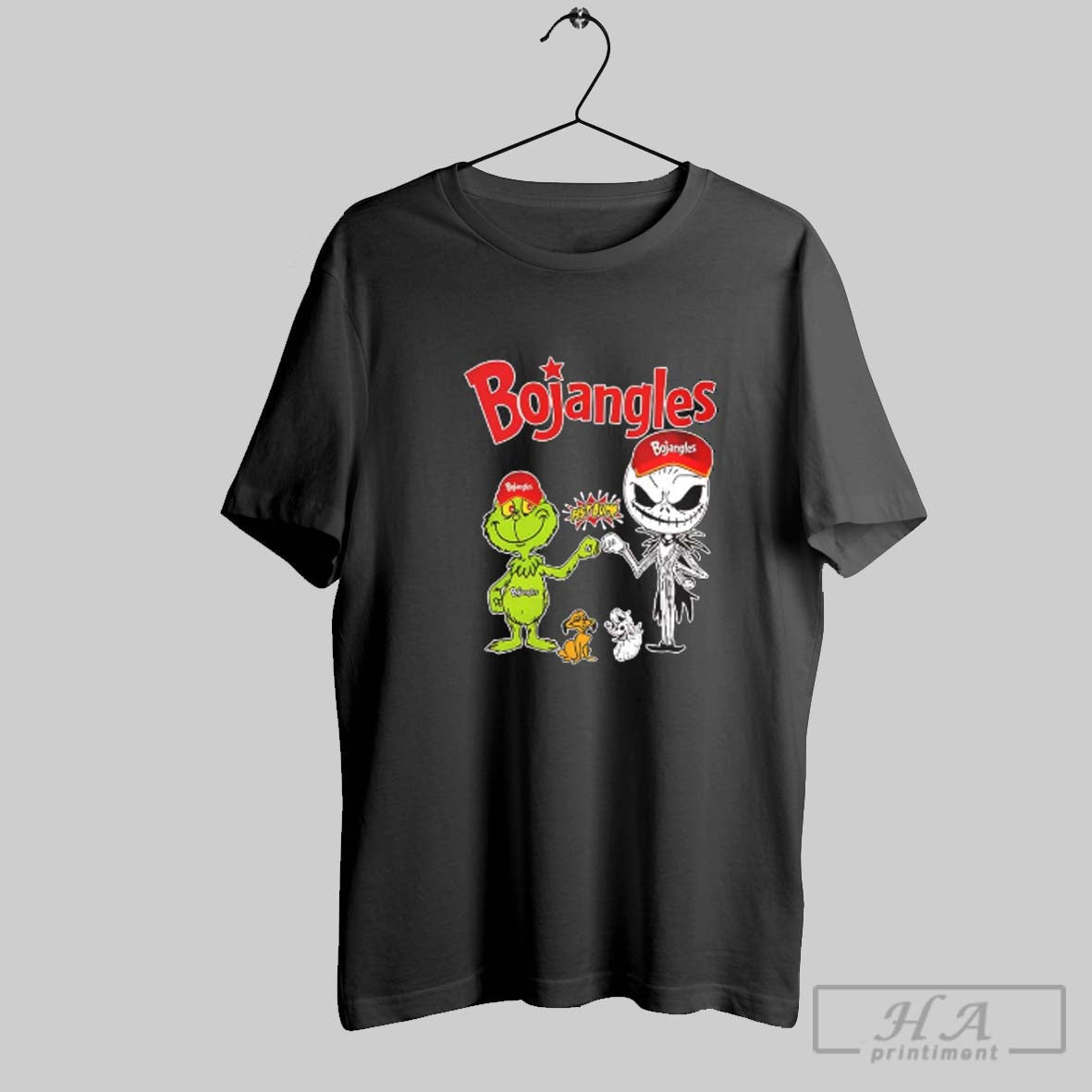 Grinch Fist Bump Jack Skellington Bojangles Halloween 2025 V Neck