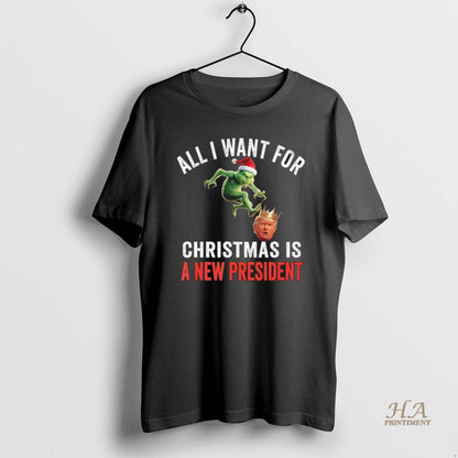 Grinch X Trump Head All I Want Is New President Long Sleeve Designer