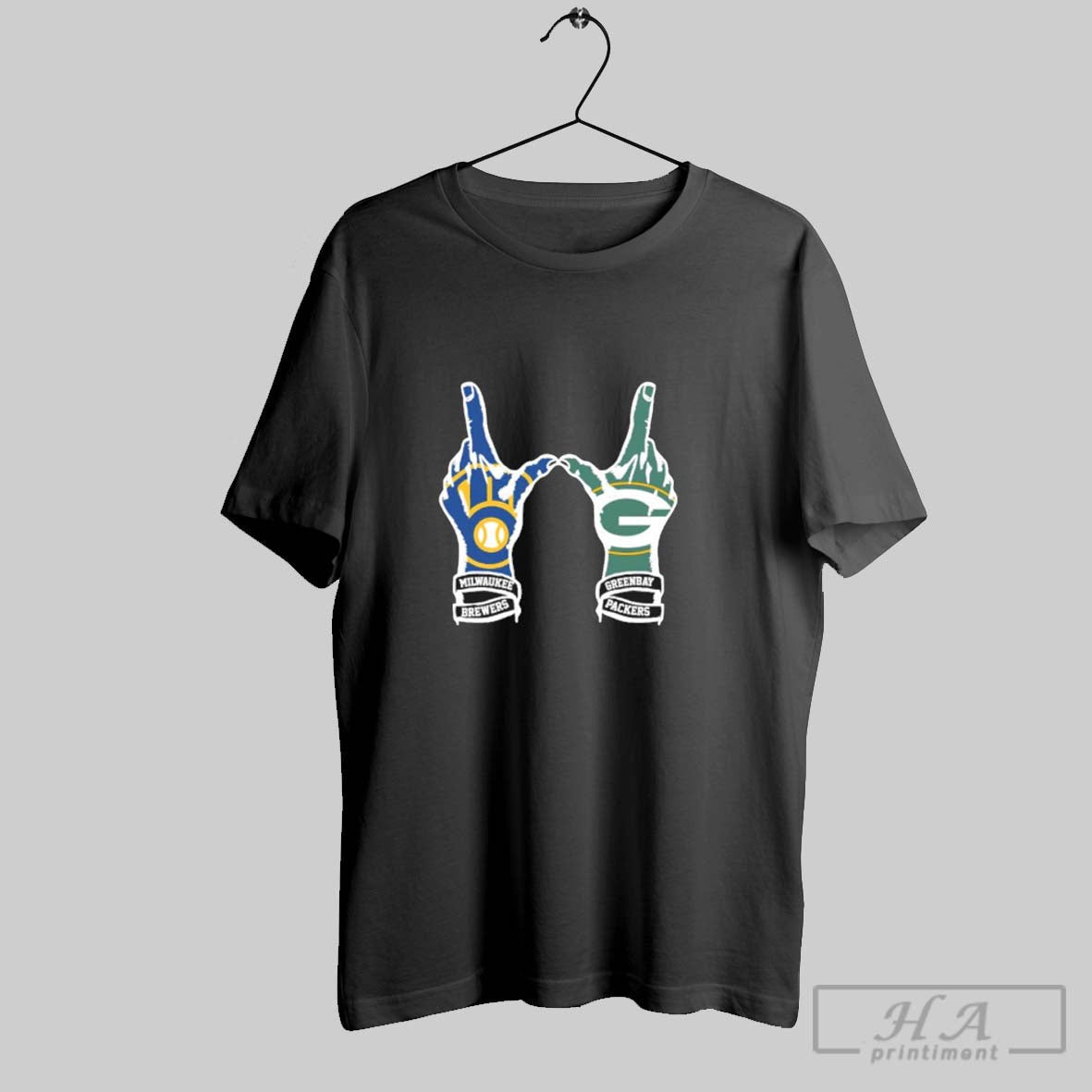 Hands Milwaukee Brewers And Green Bay Packers Tee Classic Fashion