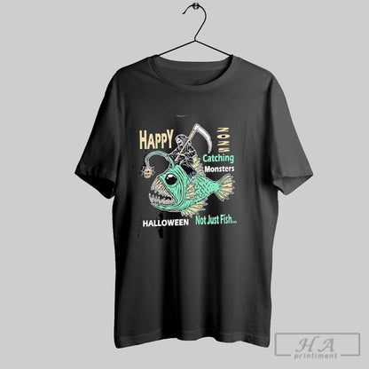 Happy Catching Monsters Halloween Not Just Fish Grim Reaper Riding