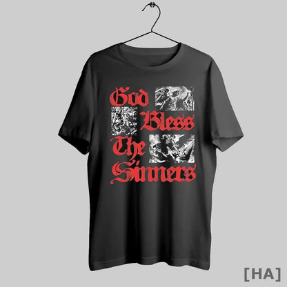 Holy Sinner God Bless Sinners Club Sunfaded TShirt Retro Art
