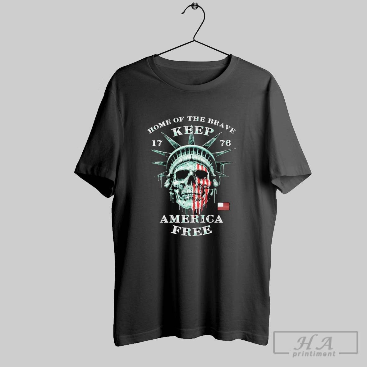 Home Brave Keep America Free 1776 Liberty Skull Shirt Stylish Apparel