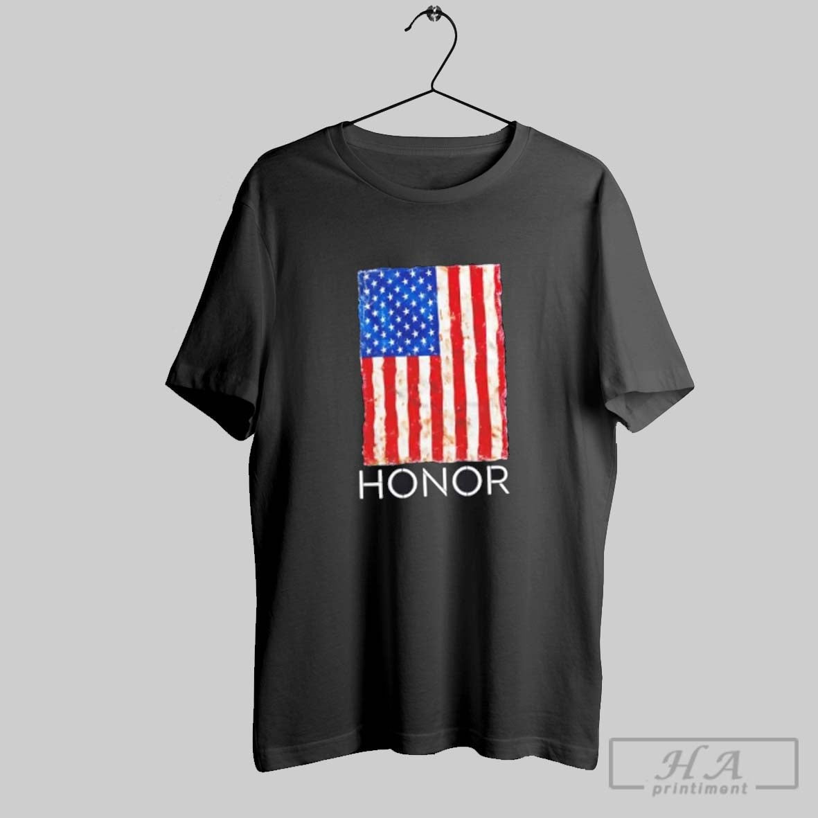 Honor Grit Stencil Patriot Us Flag Tee Modern Outfit