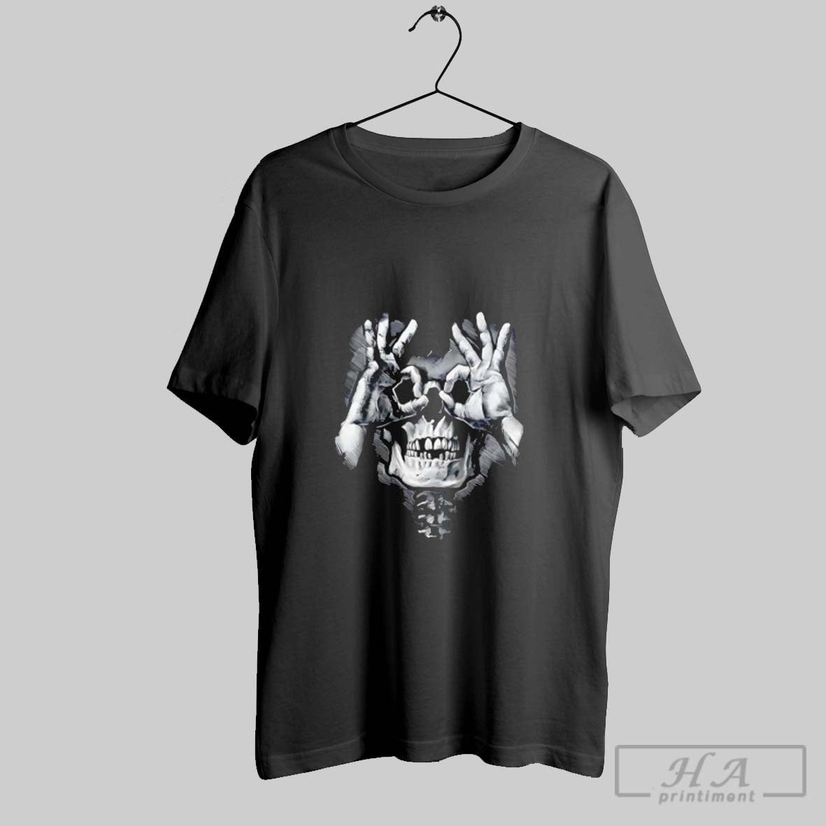 Hunt Skull Face Hand Goggles Gothic Tee Elegant Design
