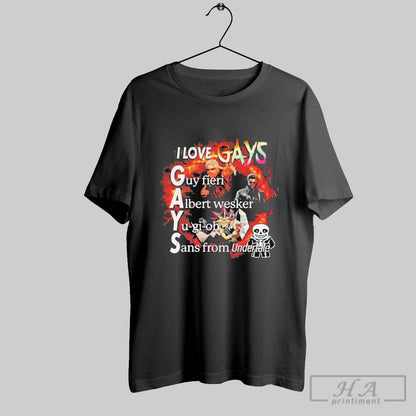 I Love Gays Guy Fieri Albert Wesker Yugioh Sans From Undertale TShirt