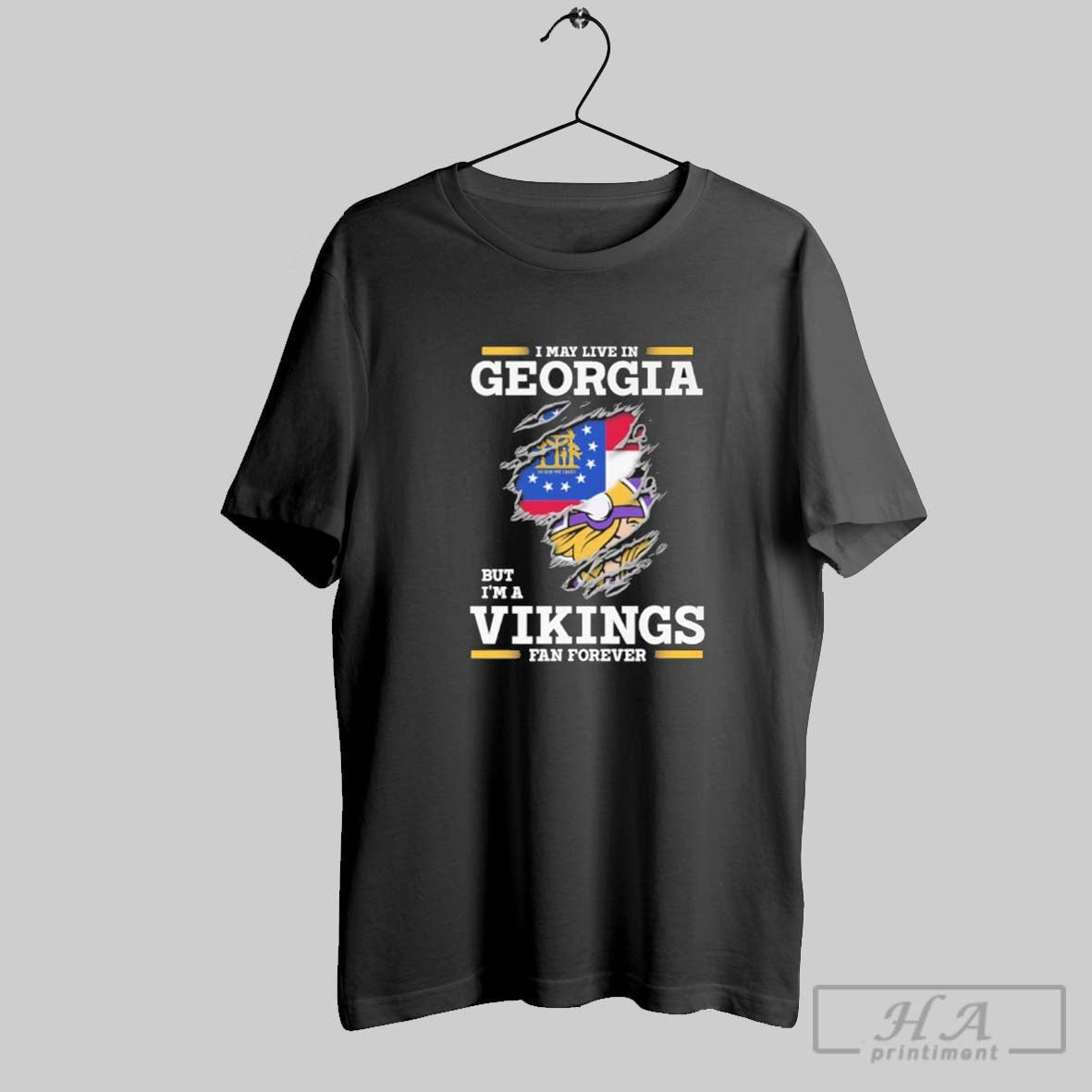 I May Live Georgia But Im Vikings Forever TShirt Modern Design