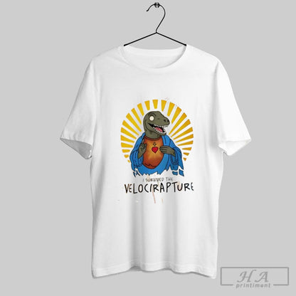 I Survived Velocirapture Raptor Jesus TShirt Designer Apparel