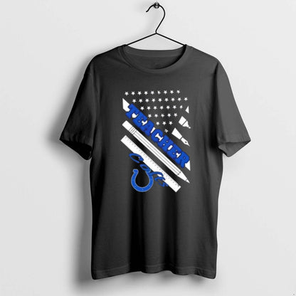 Indianapolis Colts Football X Teacher American Flag Long Sleeve
