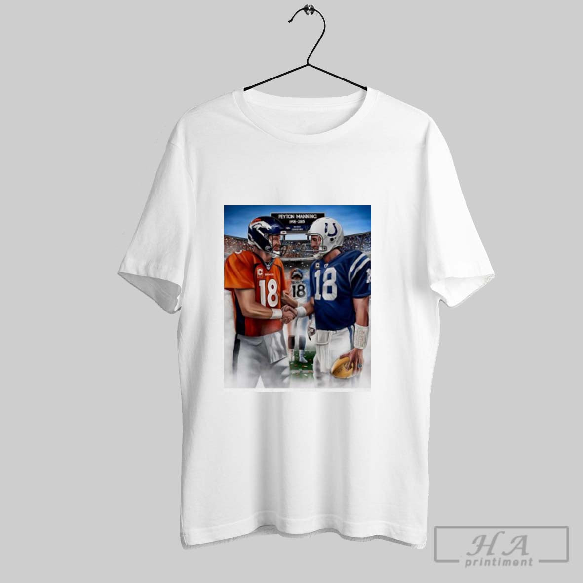 Indianapolis Colts Vs Denver Broncos Nlf Peyton Manning Number 18 Tee