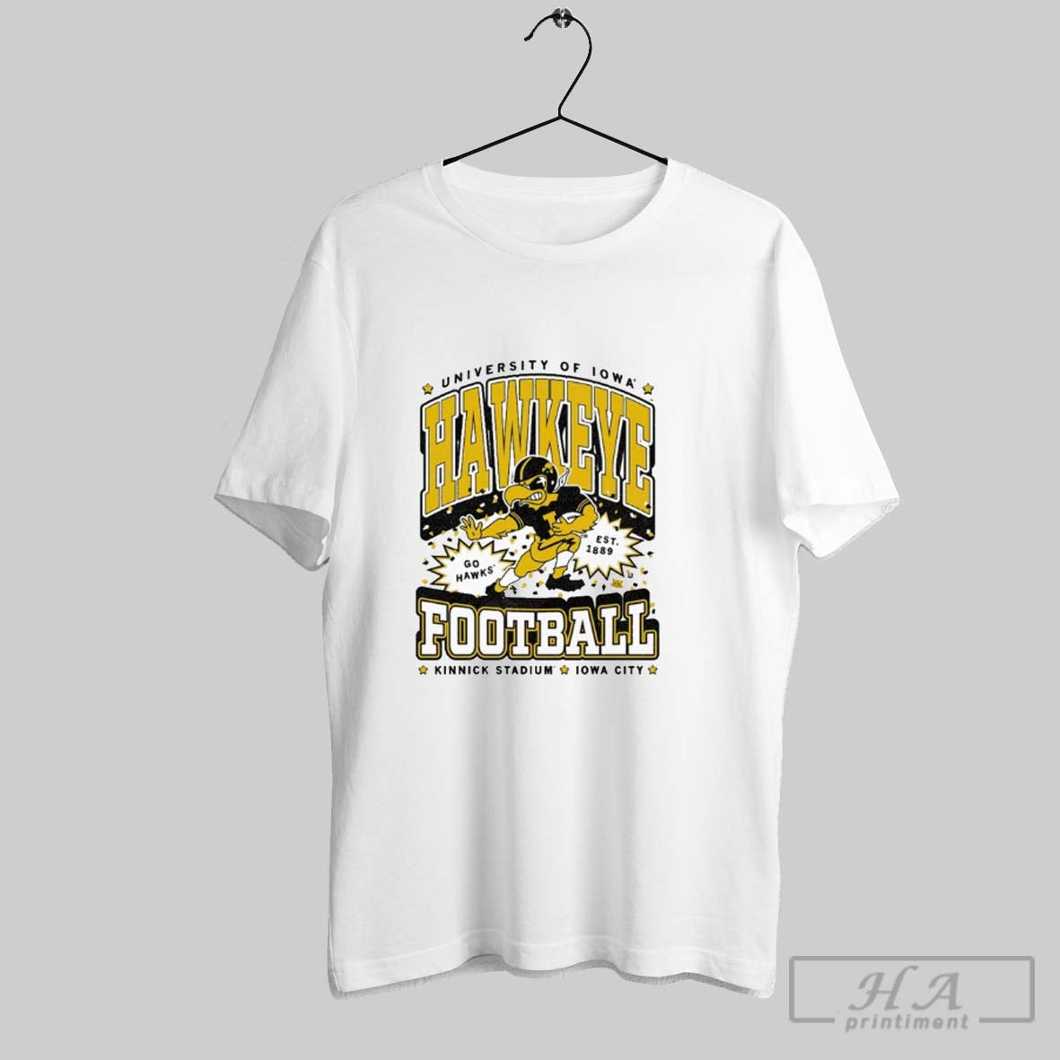 Iowa Hawkeyes Go Hawks Kinnick Stadium City Est 1889 Mascot Long