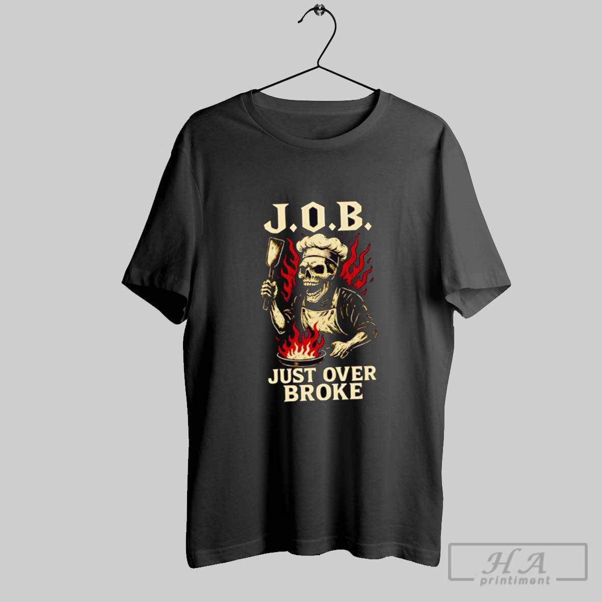 J O B Just Over Broke Skeleton Fiery Sweatshirt Designer Design