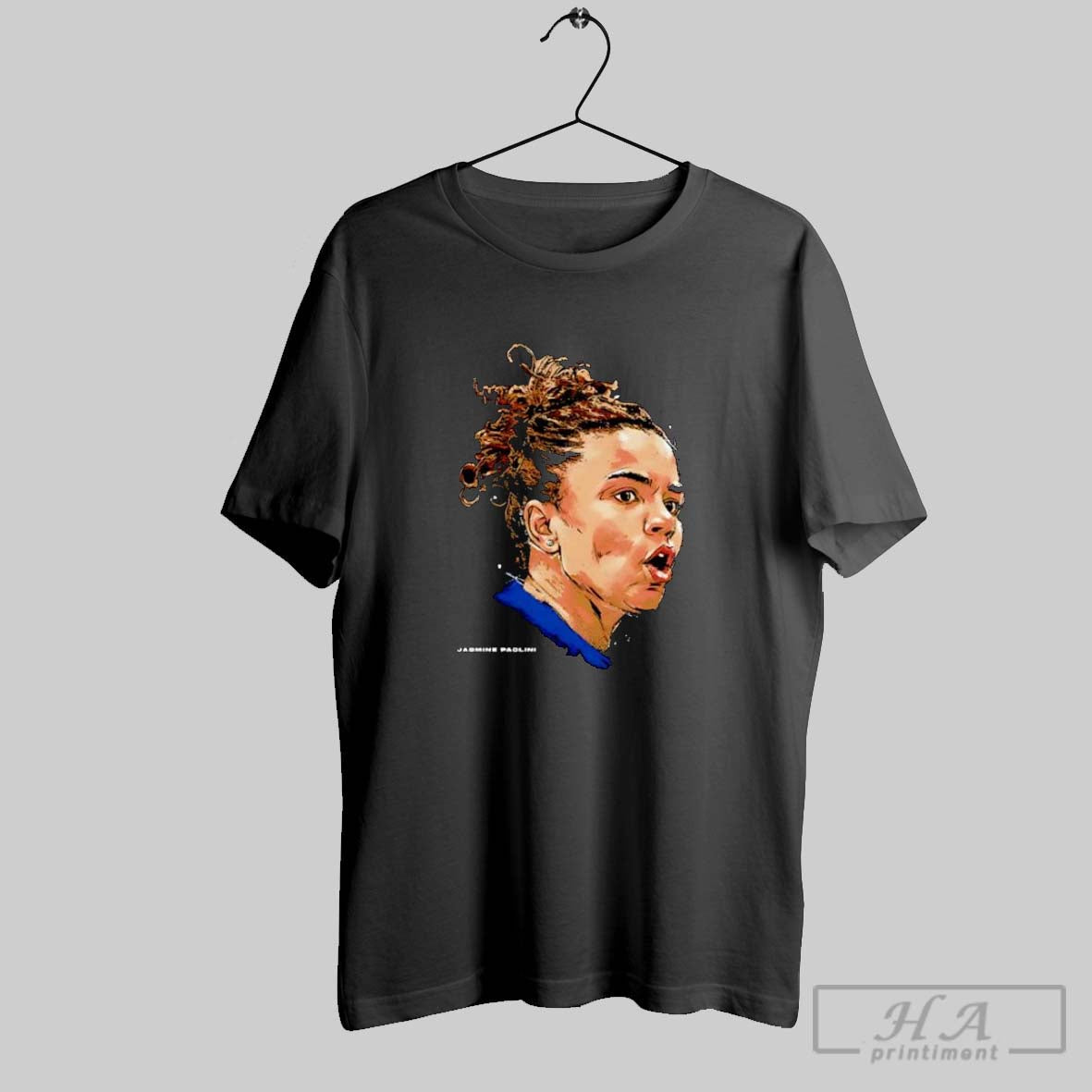 Jasmine Paolini Portrait Big Head TShirt Retro Look