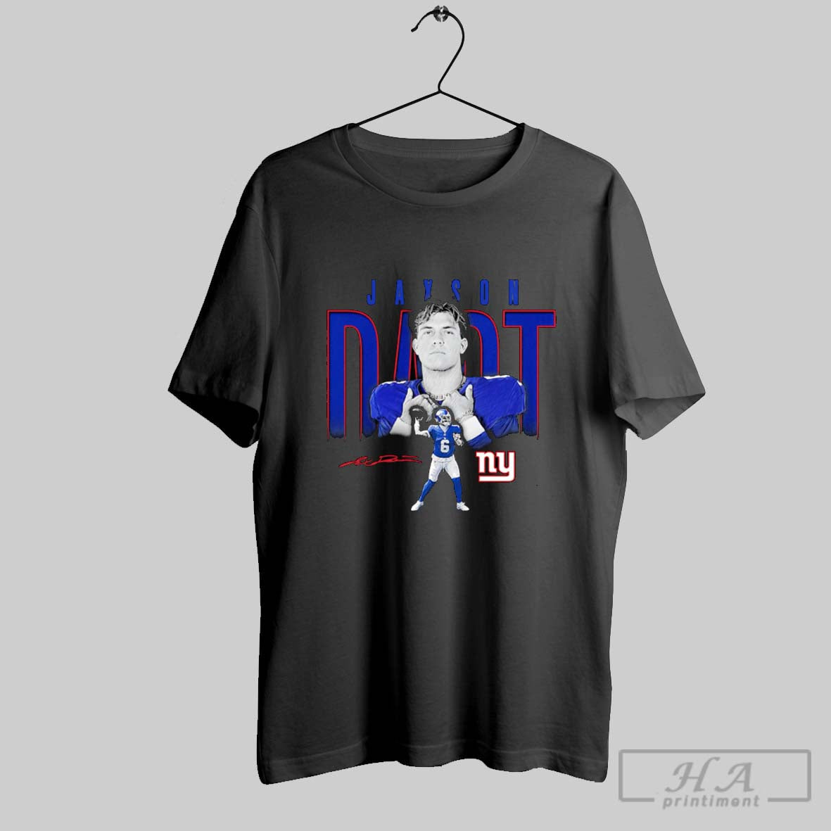 Jaxson Dart New York Giants Humble Shadow Player Tee Classic Art