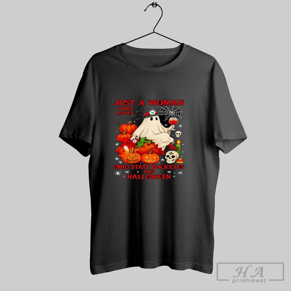 Just Who Loves Ohio State Buckeyes And Halloween Tee Vintage
