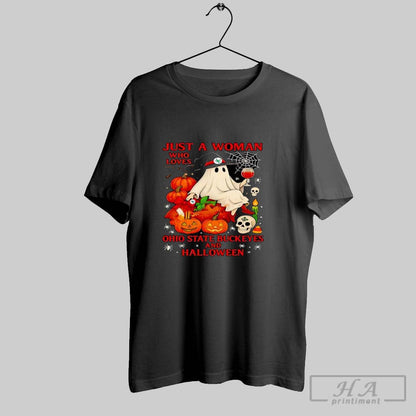 Just Who Loves Ohio State Buckeyes And Halloween Tee Vintage