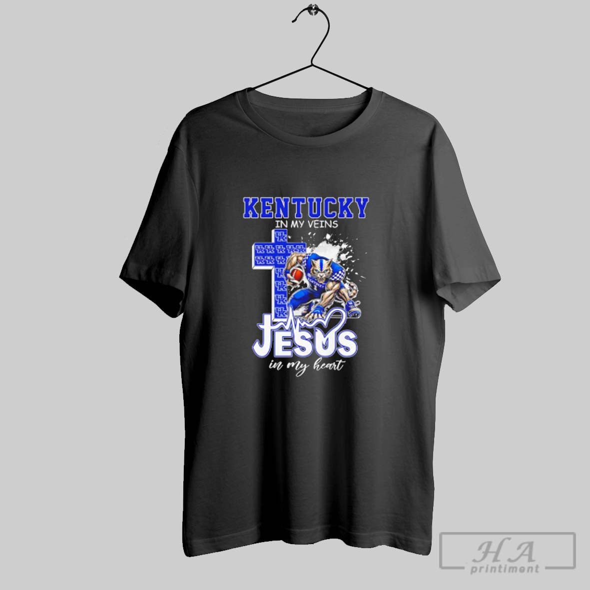 Kentucky Wildcats My Veins And Jesus My Heart Christian Football Tank