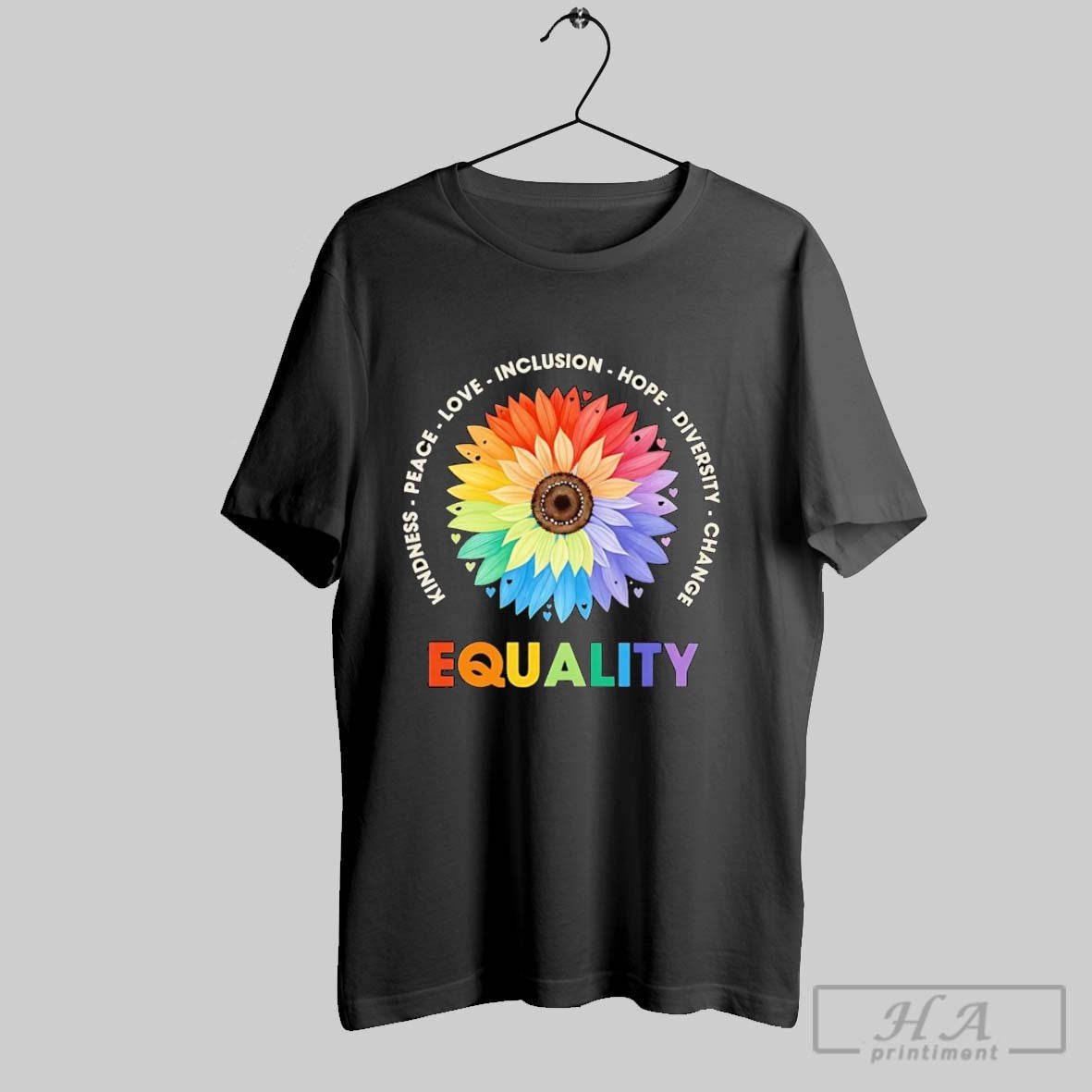 Kindness Peace Love Inclusion Hope Diversity Change Equality Flower