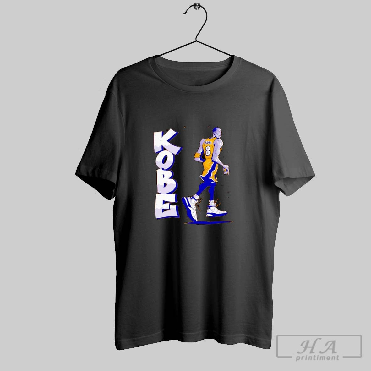 Kobe Bryant Los Angeles Lakers Cartoon Caricature Tee Elegant Art