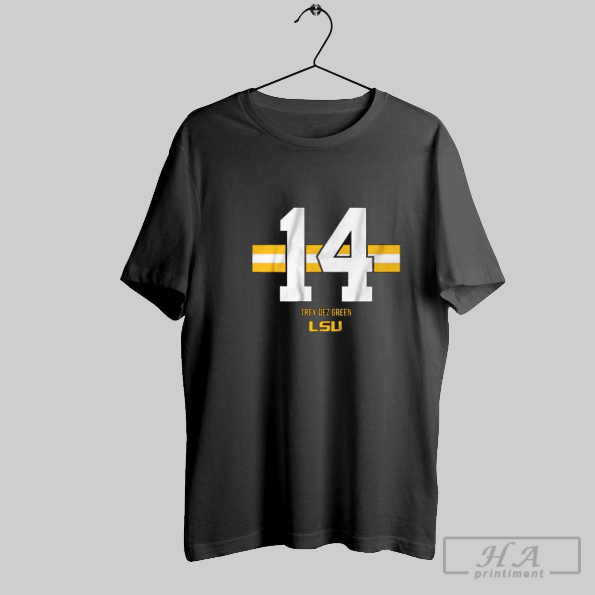 Lsu Tigers Football Ncaa Treydez Green 14 Stripe Tee Retro Art