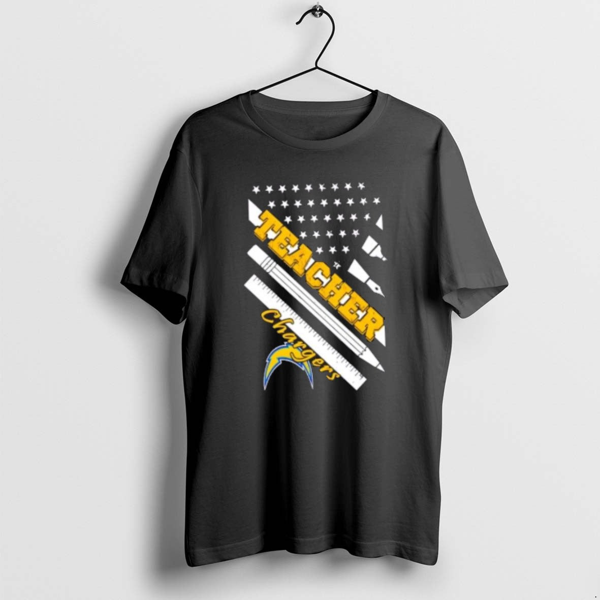 Los Angeles Chargers Football X Teacher American Flag Long Sleeve