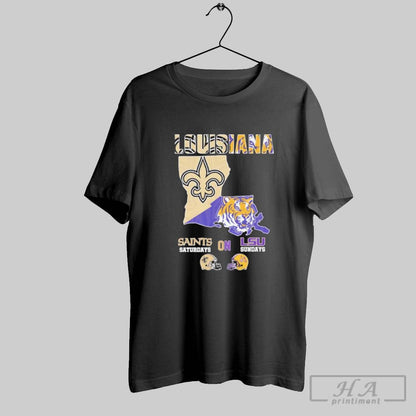Louisiana Sports Saints Saturdays And Tigers Sundays Shirt Retro Style
